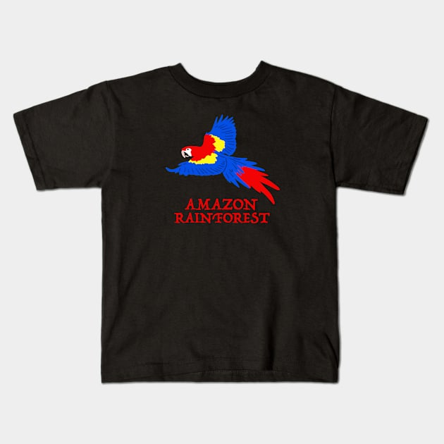Amazon Macaw Kids T-Shirt by SNK Kreatures
